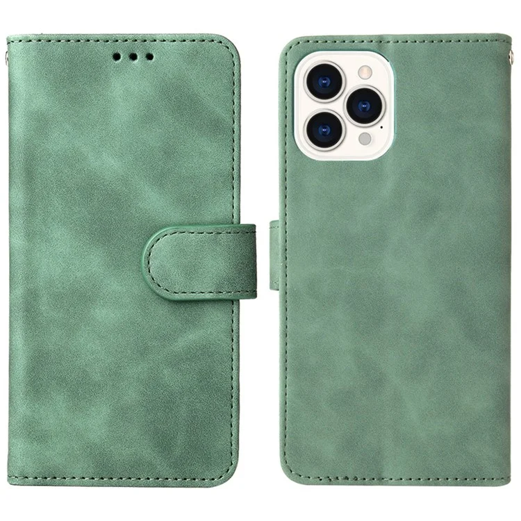 Para Iphone 14 Pro Max Skin-touch Feeling PU Cuero Funda de Cuero Protección Completa TPU TPU Cubierta de Teléfono - Verde
