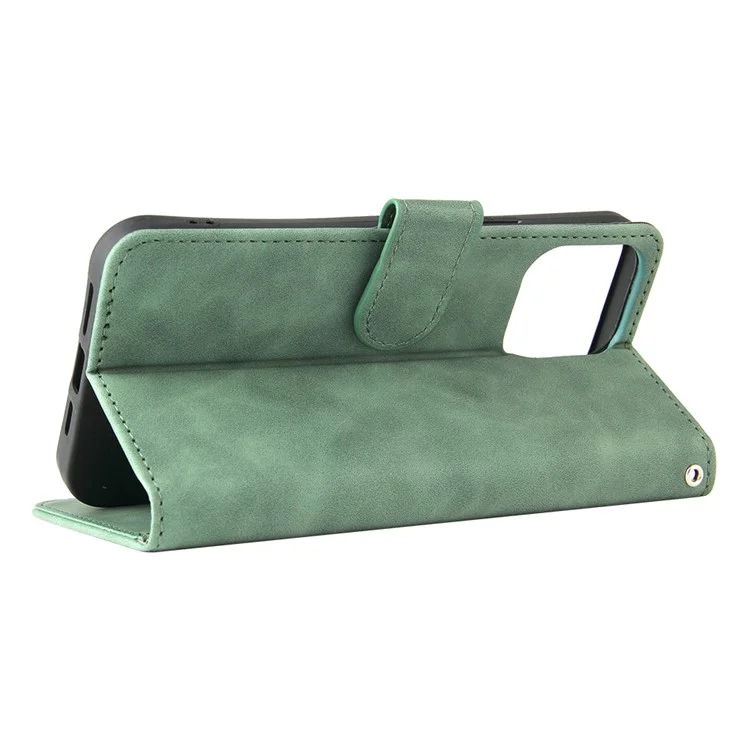 Para Iphone 14 Pro Max Skin-touch Feeling PU Cuero Funda de Cuero Protección Completa TPU TPU Cubierta de Teléfono - Verde