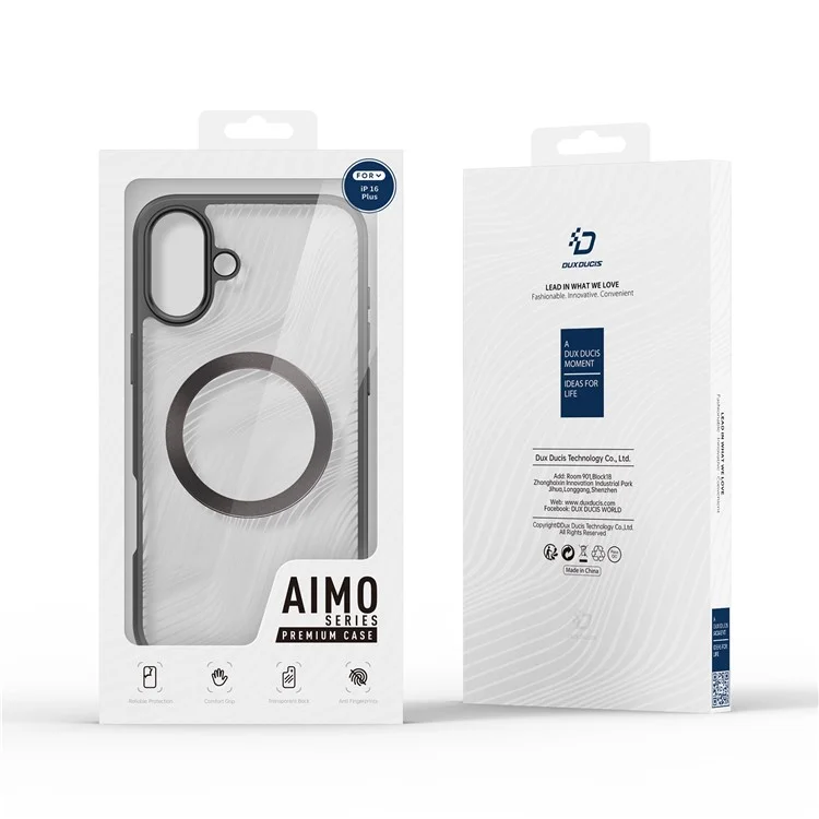 DUX DUCIS Aimo Series for iPhone 16 Plus Magnetic Case PC+TPU Protective Phone Cover (REACH Certification) - Black