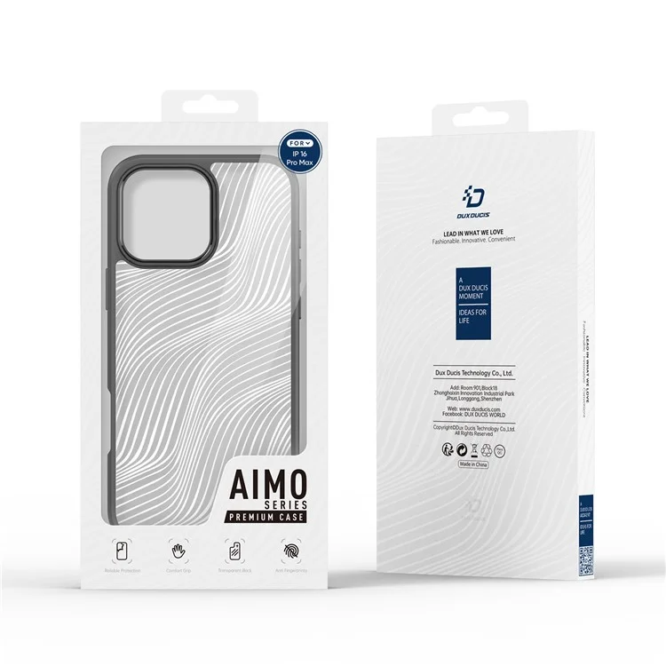 Serie Dux Ducis Aimo Para Iphone 16 Pro Max Case TPU+PC Anti-Drop Matte Cover (certificación Reach) - Negro