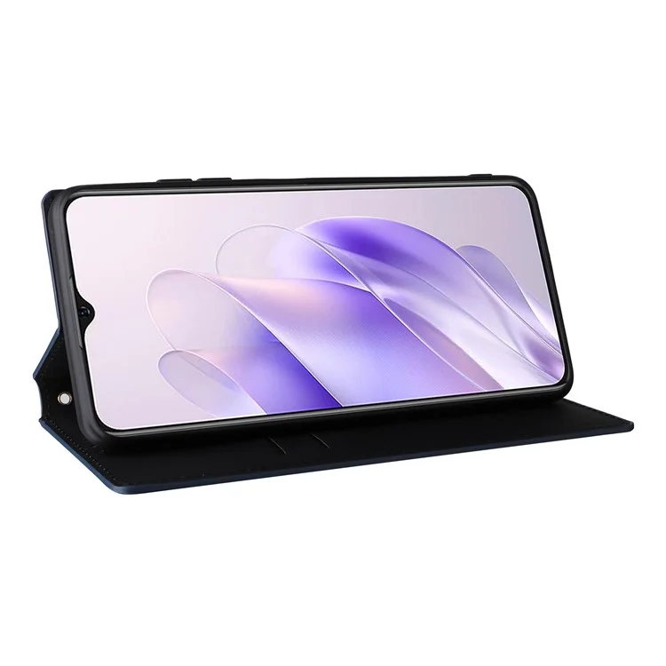 Para el caso de Oukitel C37 Funda de teléfono de piel PU con diseño de rombo en 3D - Azul