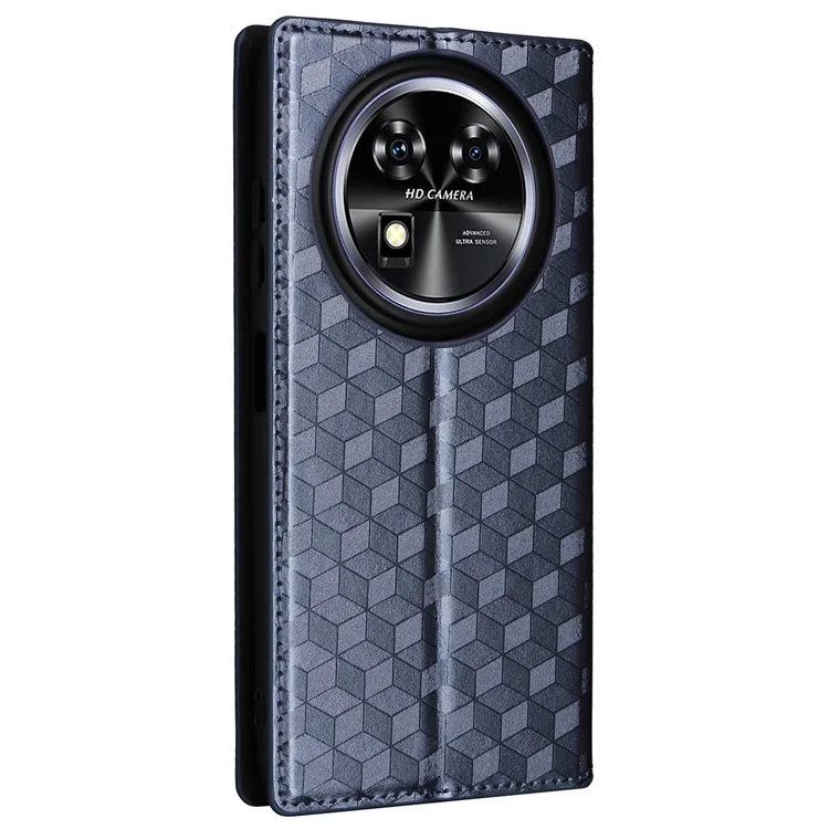 Para el caso de Oukitel C37 Funda de teléfono de piel PU con diseño de rombo en 3D - Azul