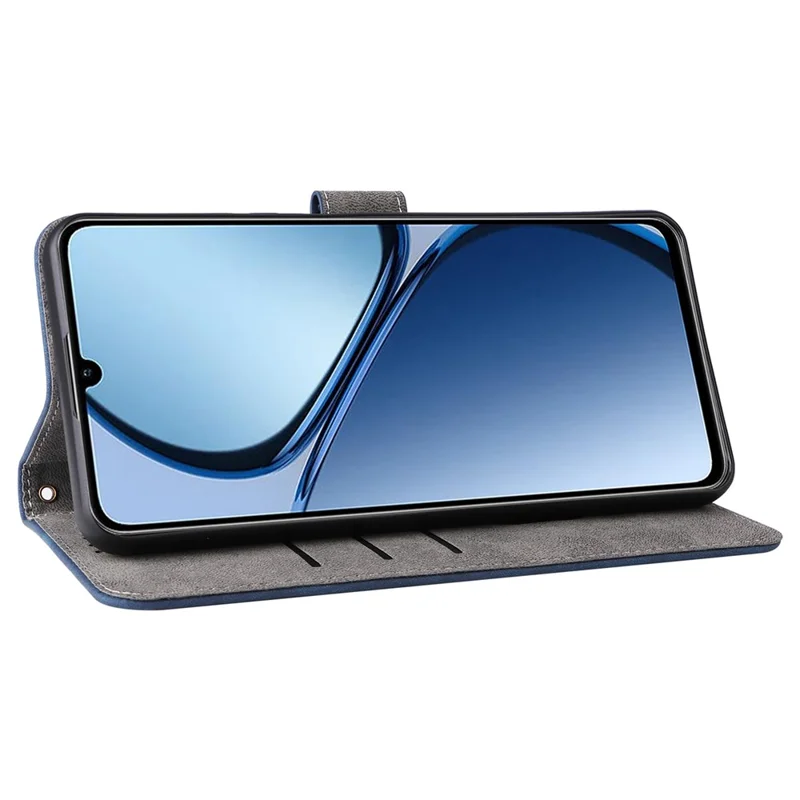 For Realme Note 60x 4G / C63 4G / C61 4G / Narzo N63 4G Stand Case RFID Blocking Leather Phone Cover with Strap - Blue