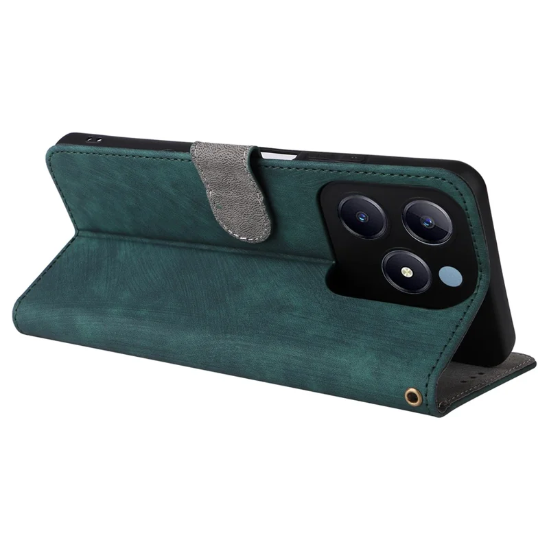 For Realme Note 60x 4G / C63 4G / C61 4G / Narzo N63 4G Stand Case RFID Blocking Leather Phone Cover with Strap - Green