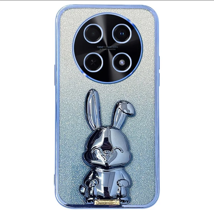 Para el caso de Huawei Enjoy 70 Pro PC+TPU Kickstand Brillo Conejo Cubierta del teléfono - Azul