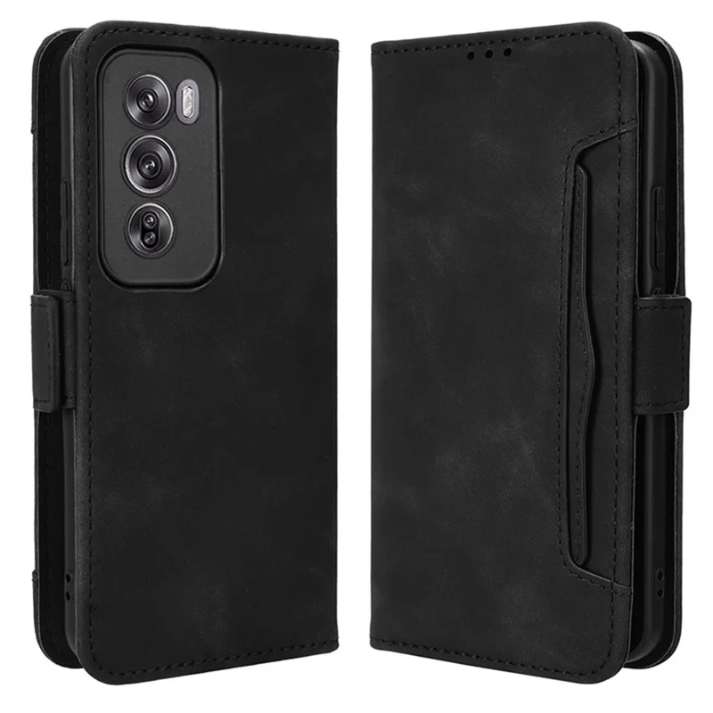 Для Oppo Reno12 5G (Global) Чехол-кошелек Кожаный Чехол для телефона с несколькими слотами для карт - Черный