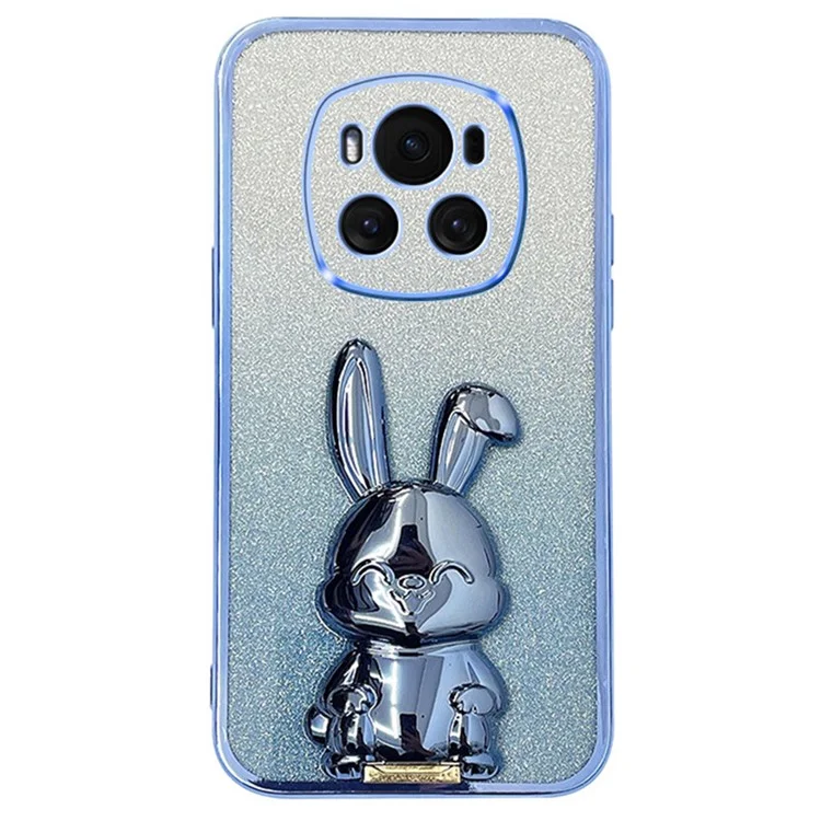Pour Honor Magic6 5G Case PC+TPU Rabbit Phone Cover avec Pull Kickstand - Bleu