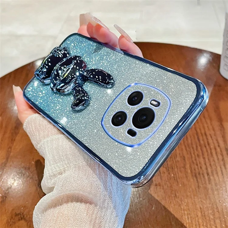 Pour Honor Magic6 5G Case PC+TPU Rabbit Phone Cover avec Pull Kickstand - Bleu