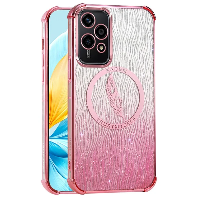 KADEM For Honor 200 Lite TPU Case Glittery Phone Cover with Feather Pattern - Pink