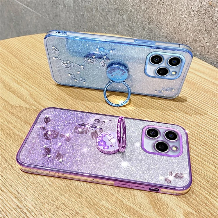 KADEM For Realme C61 4G / C63 4G Case Rhinestone Glitter TPU Kickstand Phone Cover - Purple