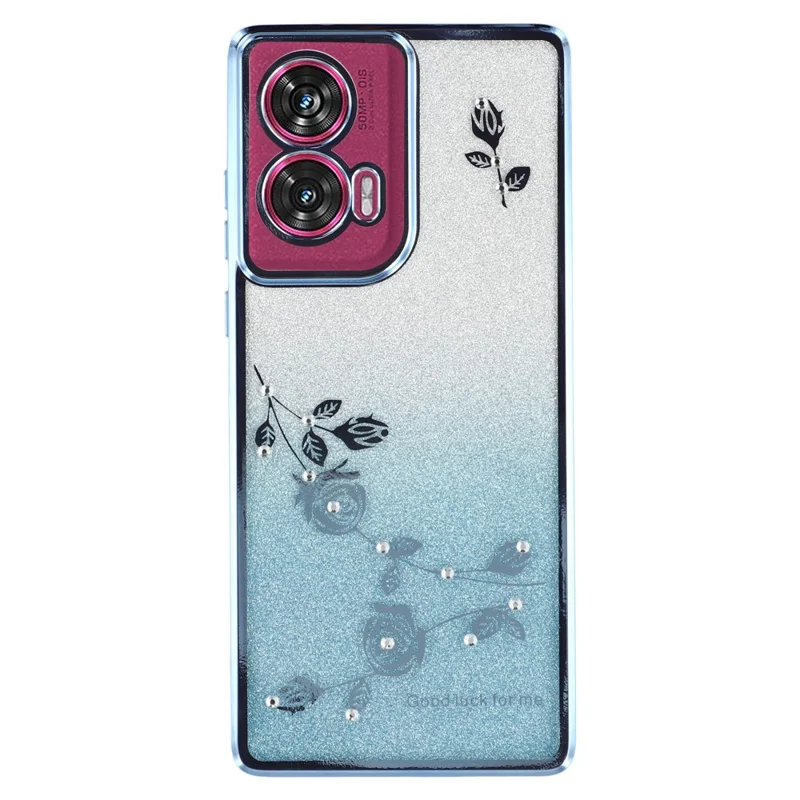 KADEM For Motorola Edge 50 Fusion 5G Case Rhinestone Soft TPU Phone Cover with Kickstand - Blue