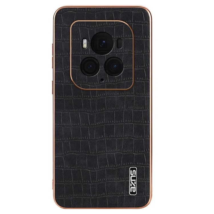 AZNS For Honor Magic6 Ultimate 5G Case Electroplating Leather+TPU Phone Cover - Nero