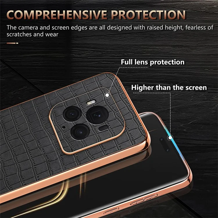 AZNS For Honor Magic6 Ultimate 5G Case Electroplating Leather+TPU Phone Cover - Nero