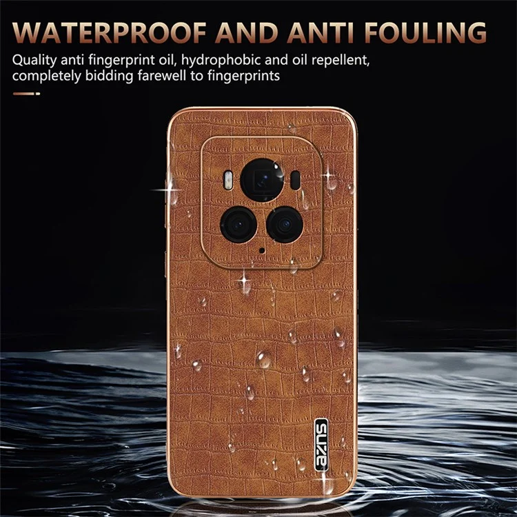 AZNS For Honor Magic6 Ultimate 5G Case Electroplating Leather+TPU Phone Cover - Nero