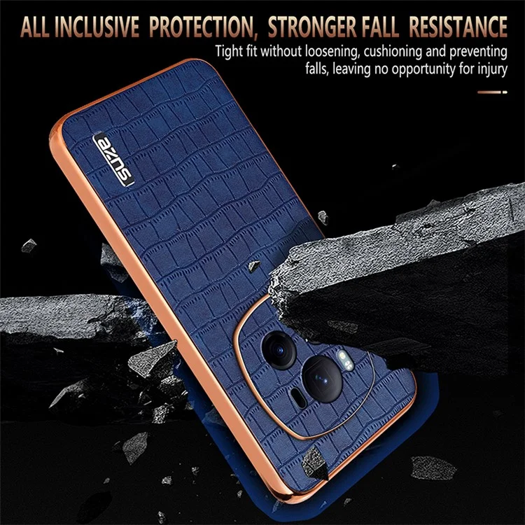 AZNS For Honor Magic6 Pro 5G Чехол Electroplating Leather+TPU Phone Cover - Коричневый