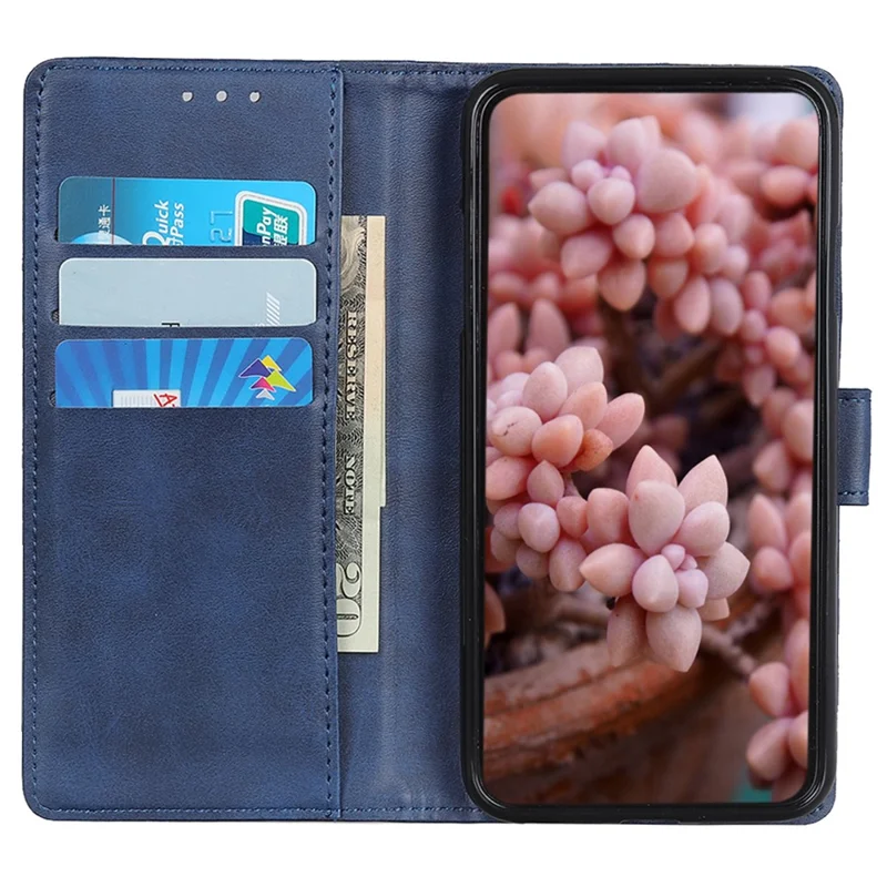 For Xiaomi Redmi 13 5G / 13 4G Case Folio Stand View Leather Phone Cover Cowhide Texture - Blue