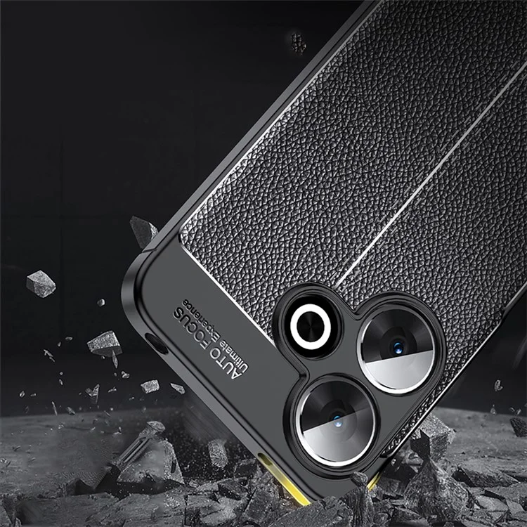 For Xiaomi Redmi 13 5G / 13 4G Case Litchi Texture Back TPU Phone Cover - Black