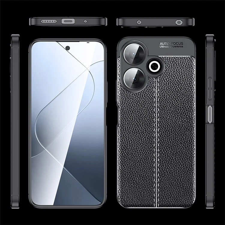 For Xiaomi Redmi 13 5G / 13 4G Case Litchi Texture Back TPU Phone Cover - Black