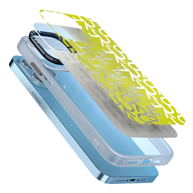 JAUCASE Чехол для iPhone 14 Pro Max Металлическая рамка для объектива TPU + PC Матовый чехол для телефона с надписью - Зеленый