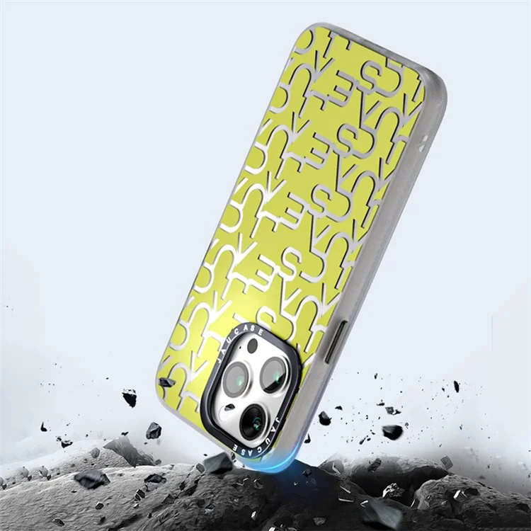 JAUCASE Чехол для iPhone 14 Pro Max Металлическая рамка для объектива TPU + PC Матовый чехол для телефона с надписью - Зеленый