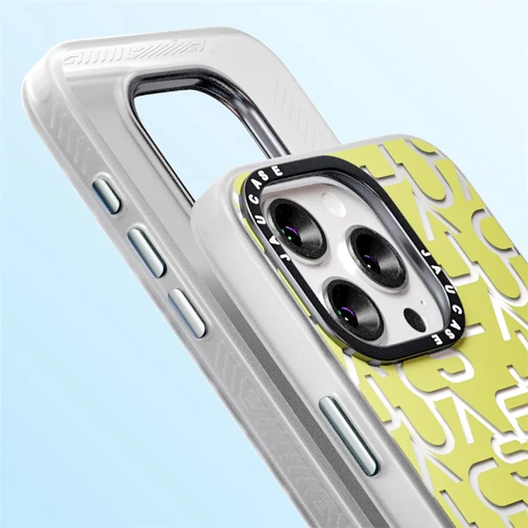 JAUCASE Чехол для iPhone 14 Pro Max Металлическая рамка для объектива TPU + PC Матовый чехол для телефона с надписью - Зеленый