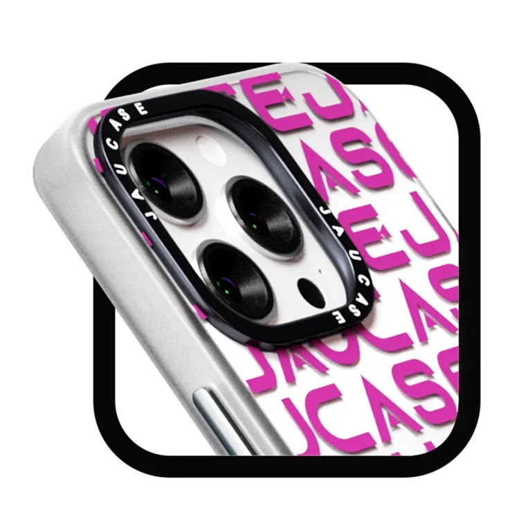 JAUCASE Чехол для iPhone 14 Pro Max Металлическая рамка для объектива TPU + PC Матовый чехол для телефона с надписью - Зеленый