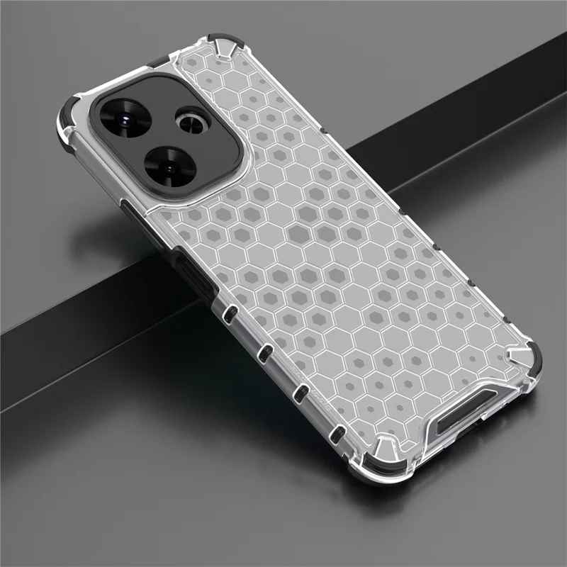 Para Xiaomi Redmi 13 5G / 13 4G Case Honeycomb PC+TPU Hybrid Phone Cover - Cinza