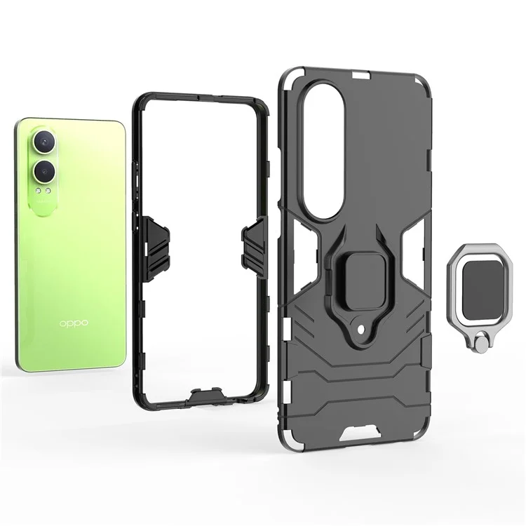 Pour Oppo K12x 5G (Chine) / OnePlus Nord CE4 Lite 5G Étui PC+TPU Housse de téléphone avec support - Noir
