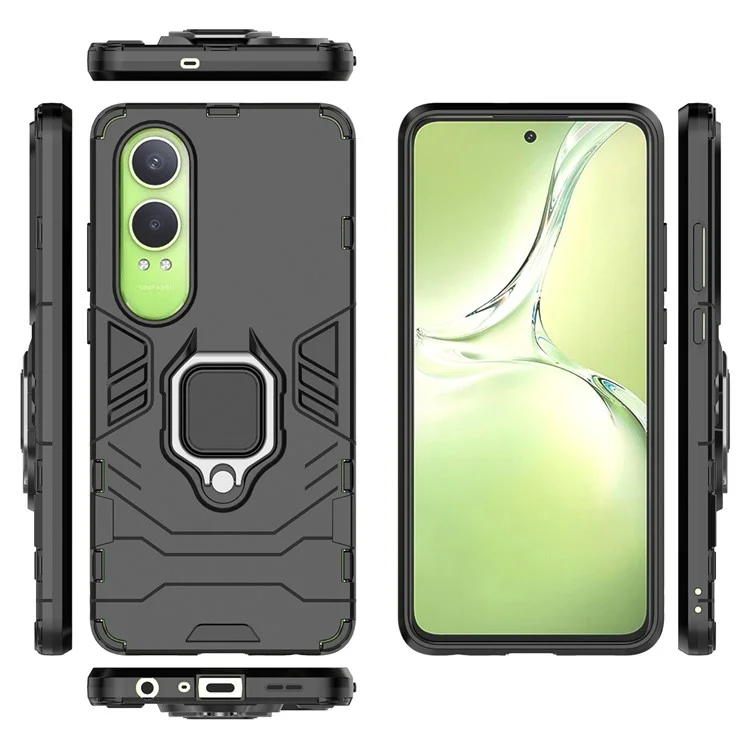 Pour Oppo K12x 5G (Chine) / OnePlus Nord CE4 Lite 5G Étui PC+TPU Housse de téléphone avec support - Noir