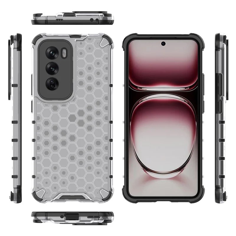 For Oppo Reno12 Pro 5G (Global) Case  PC+TPU Phone Cover Honeycomb Shape - Grey
