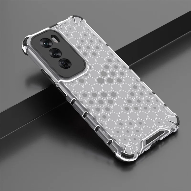 For Oppo Reno12 Pro 5G (Global) Case  PC+TPU Phone Cover Honeycomb Shape - Grey