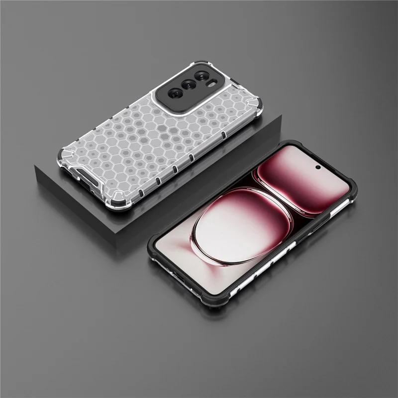 For Oppo Reno12 Pro 5G (Global) Case  PC+TPU Phone Cover Honeycomb Shape - Grey