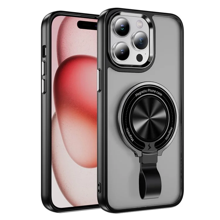 Per iPhone 14 Pro Case Rotation Magnetic Kickstand TPU+PC Phone Cover - Nero