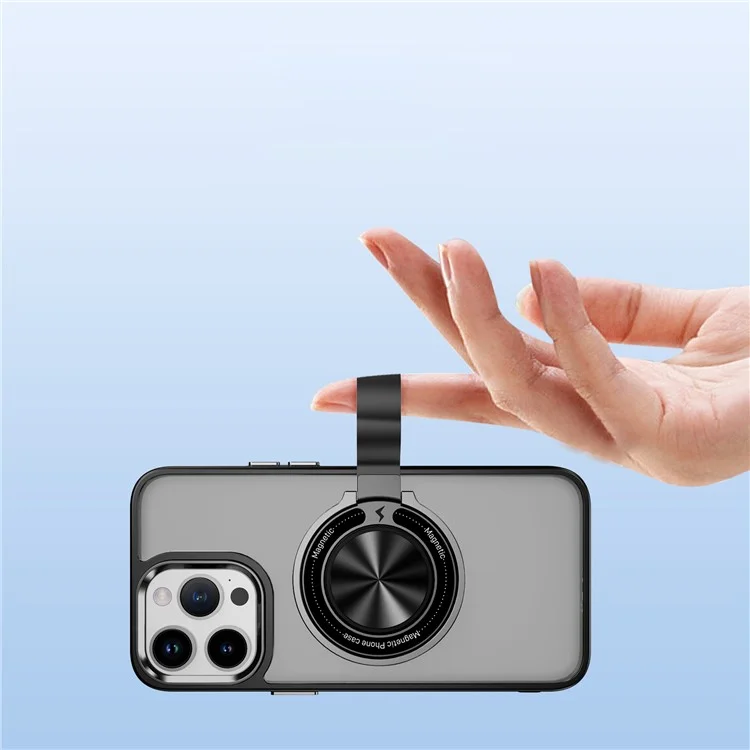 Per iPhone 14 Pro Case Rotation Magnetic Kickstand TPU+PC Phone Cover - Nero