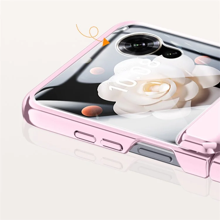 Capa para telefone Honor Magic V Flip 5G Dobradiça Transparente PC+Acrílica com Película de Vidro Temperado - Preta