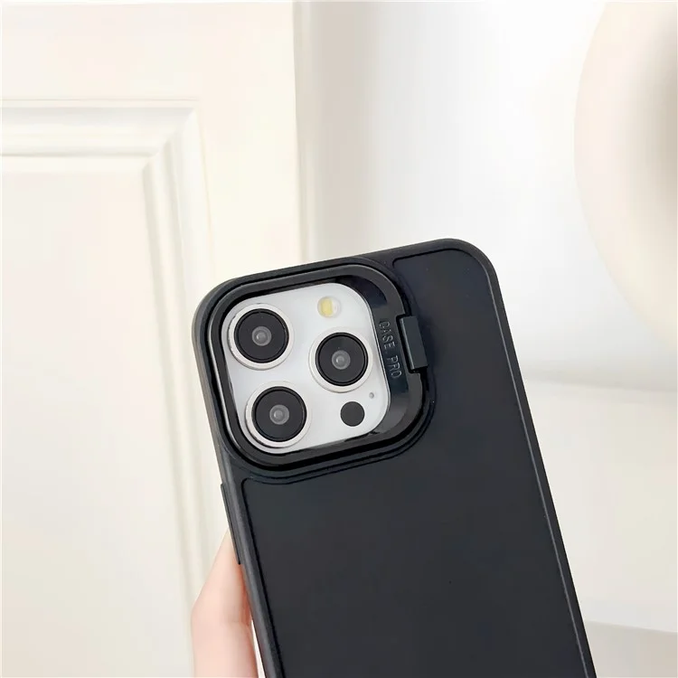 Für iPhone 13 Pro Max Hülle Skin-Touch TPU Slim Phone Cover mit Ständer - Schwarz