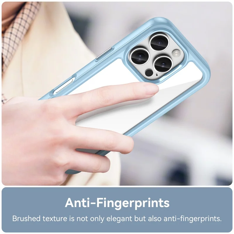 For iPhone 16 Pro Case TPU Frame Clear Acrylic Back Phone Cover - Blue