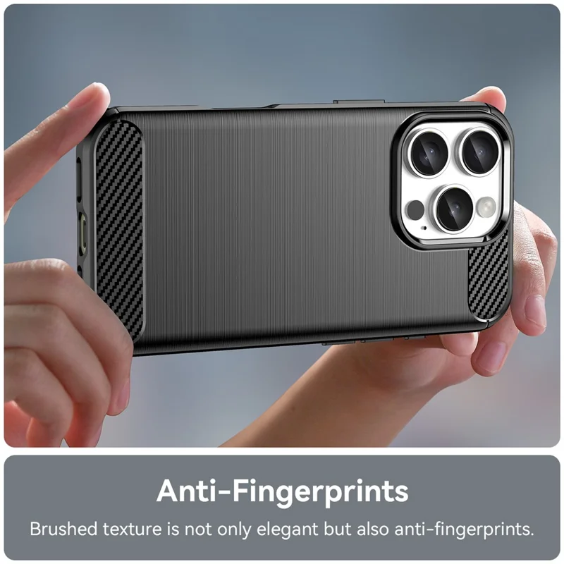 Per iPhone 16 Pro TPU Case Brushed Carbon Fiber Texture Phone Cover - Nero