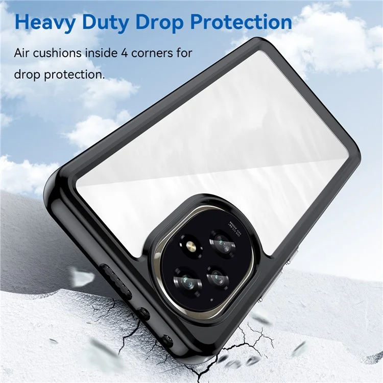 For Honor 200 5G Clear Back Case Shockproof TPU+Acrylic Phone Cover - Black