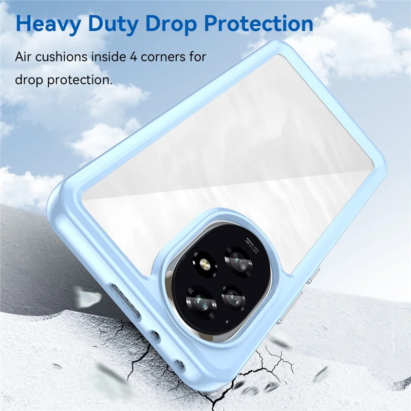 Pour Honor 200 5G Clear Back Case Choc résistant TPU+Acrylique Housse de téléphone - Bleu