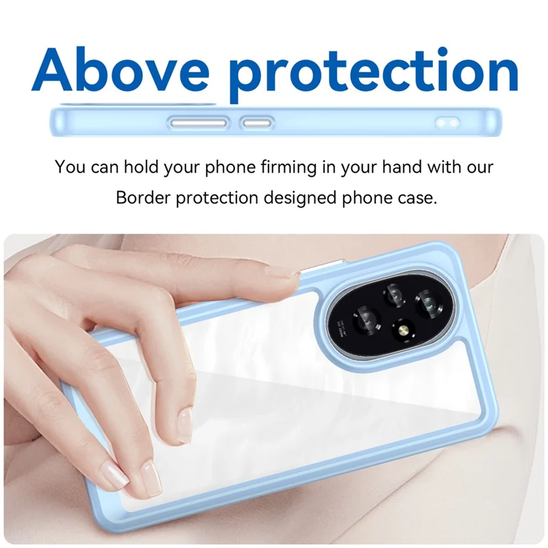 Pour Honor 200 5G Clear Back Case Choc résistant TPU+Acrylique Housse de téléphone - Bleu
