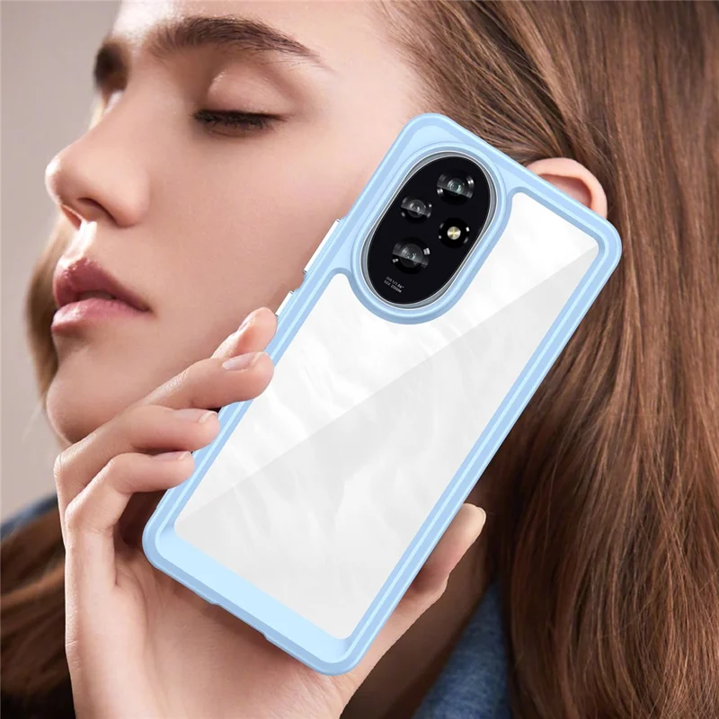 Pour Honor 200 5G Clear Back Case Choc résistant TPU+Acrylique Housse de téléphone - Bleu