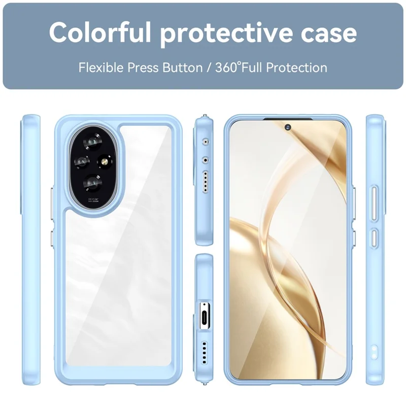 Pour Honor 200 5G Clear Back Case Choc résistant TPU+Acrylique Housse de téléphone - Bleu