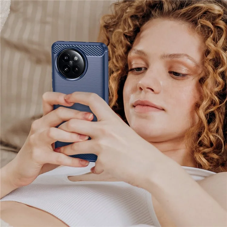Pour Xiaomi 14 Civi 5G / Civi 4 Pro 5G Étui Texture en fibre de carbone TPU Soft Phone Cover - Bleu