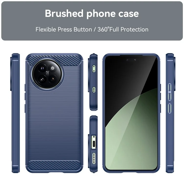 Pour Xiaomi 14 Civi 5G / Civi 4 Pro 5G Étui Texture en fibre de carbone TPU Soft Phone Cover - Bleu