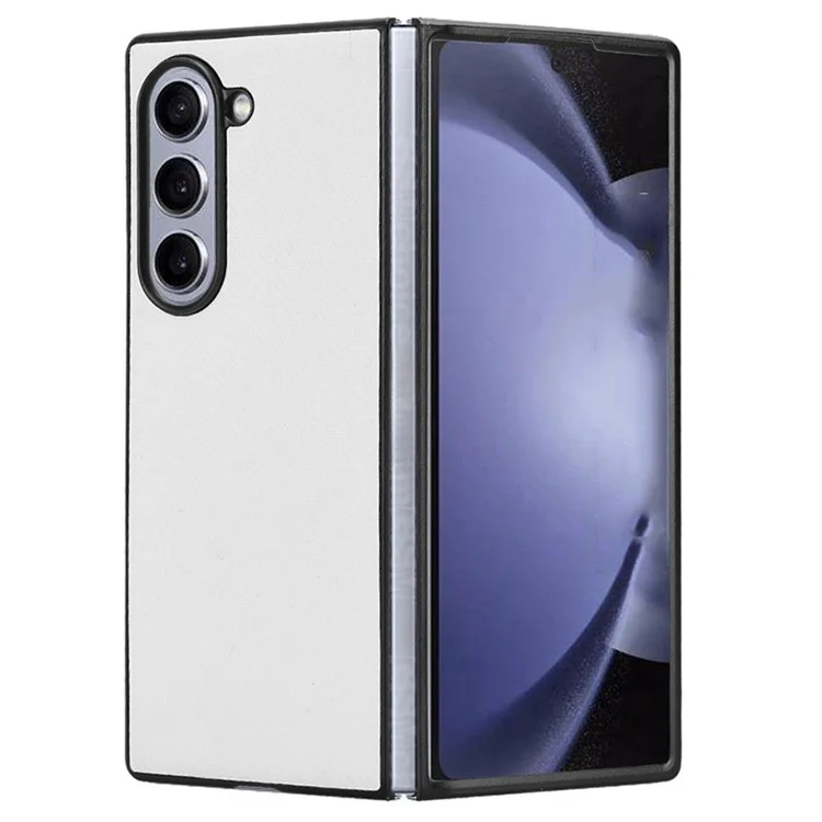 Para Samsung Galaxy Z Fold6 5G Case PU Leather+PC Drop-Proof Shell Carbon Fiber Texture - Branco
