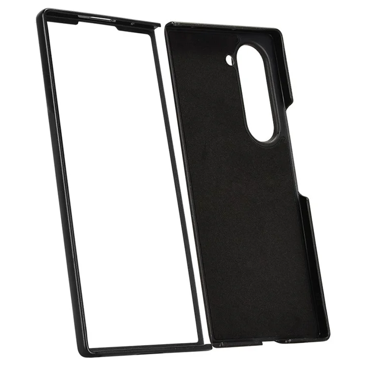 Para Samsung Galaxy Z Fold6 5G Case PU Leather+PC Drop-Proof Shell Carbon Fiber Texture - Branco