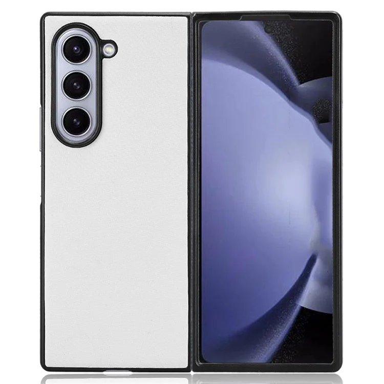 Para Samsung Galaxy Z Fold6 5G Case PU Leather+PC Drop-Proof Shell Carbon Fiber Texture - Branco
