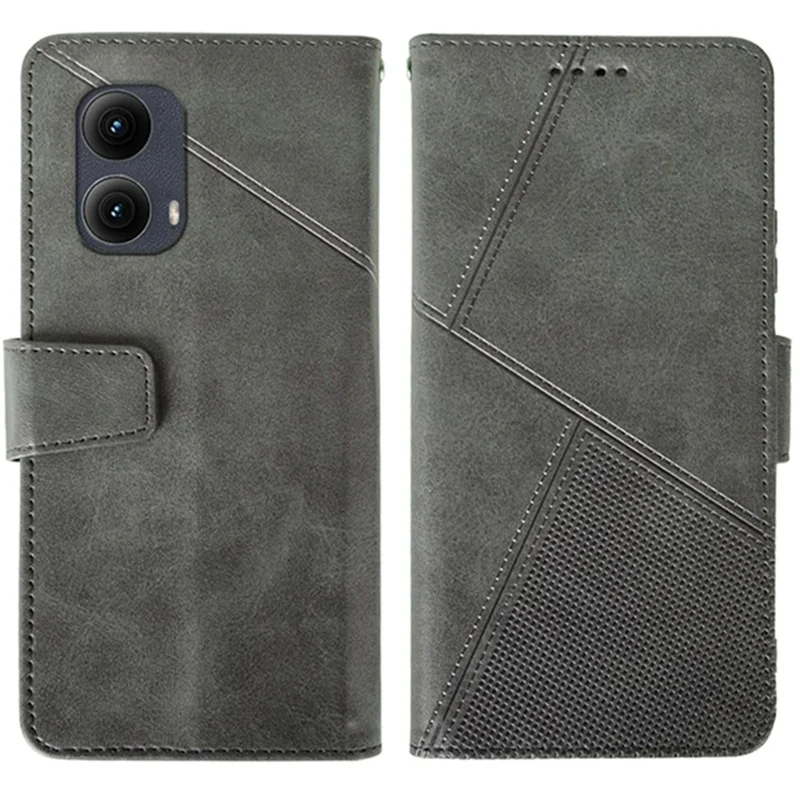 IDEWEI For Motorola Edge (2024) 5G Case Leather Folio Wallet Phone Cover Stand Calf Texture - Grey