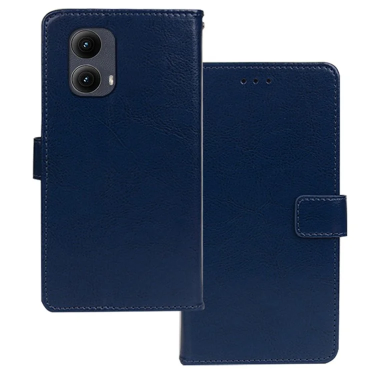 IDEWEI für Motorola Edge (2024) 5G Hülle Kartenfächer Halter Leder Handyhülle Crazy Horse Textur - Blau